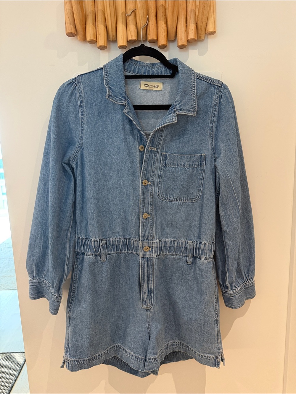 Madewell Light Blue Denim Romper Jacket